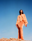 PALMA SKIRT IN ORANGE BEADED MESH - De La Vali