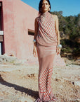 MENORCA TOP IN MAROON & TURQUOISE VISCOSE GEORGETTE - De La Vali