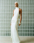 AIDANA MAXI DRESS IN CREAM SPANDEX JERSEY - De La Vali