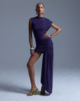 RAVENNA MINI DRESS IN PURPLE SPANDEX JERSEY - De La Vali