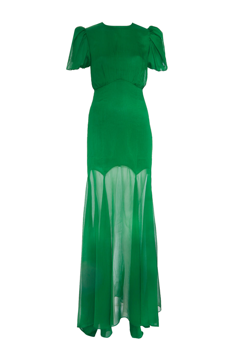 AGUA MAXI DRESS IN PALM GREEN CRINKLE CHIFFON