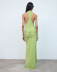 AIDANA MAXI DRESS IN GREEN SPANDEX JERSEY - De La Vali