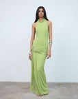 AIDANA MAXI DRESS IN GREEN SPANDEX JERSEY - De La Vali