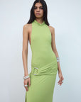 AIDANA MAXI DRESS IN GREEN SPANDEX JERSEY - De La Vali