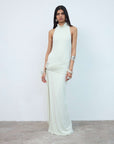 AIDANA MAXI DRESS IN CREAM SPANDEX JERSEY - De La Vali