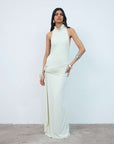 AIDANA MAXI DRESS IN CREAM SPANDEX JERSEY - De La Vali