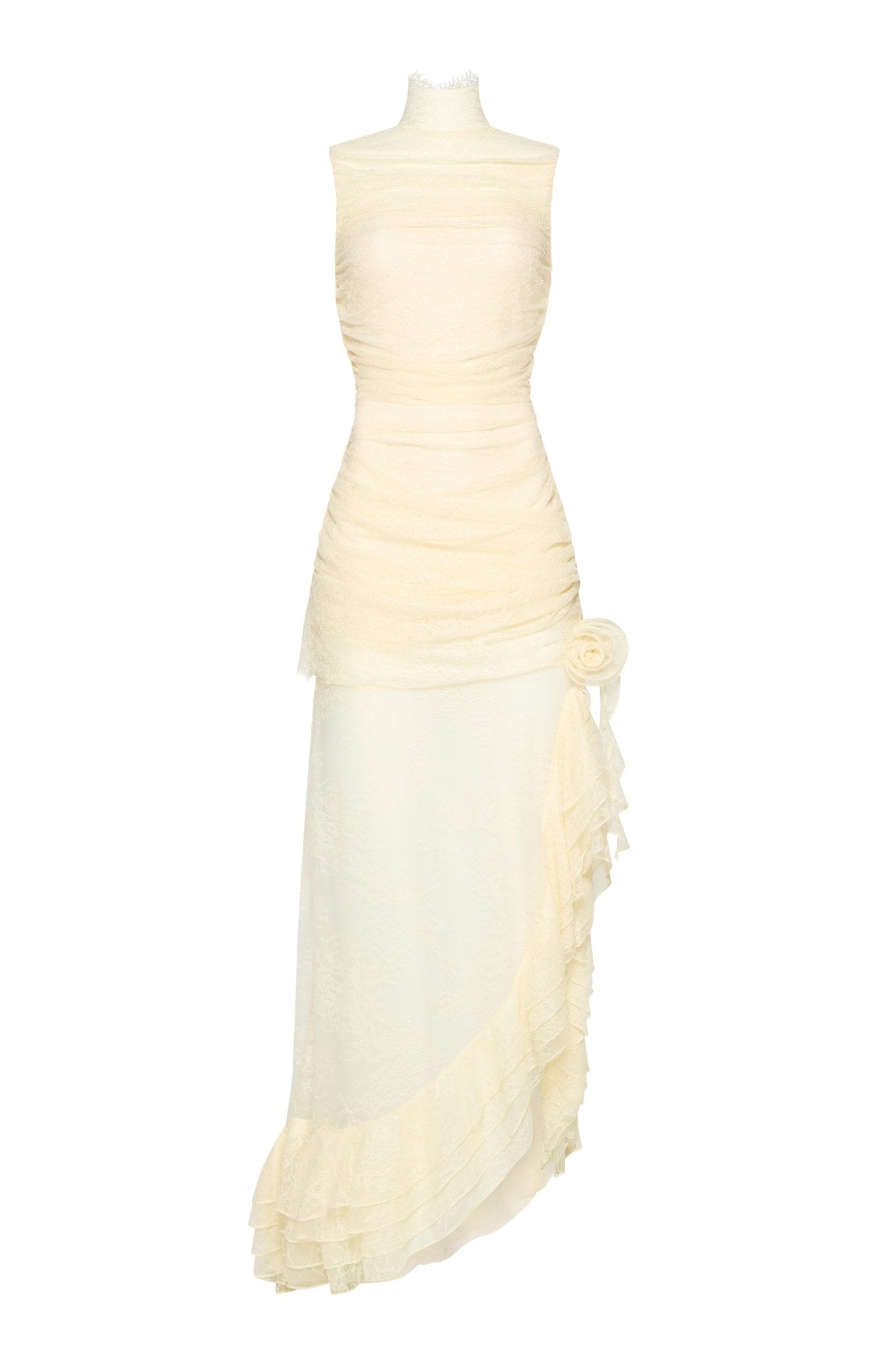 AUSTERE MAXI DRESS IN IVORY LACE - De La Vali