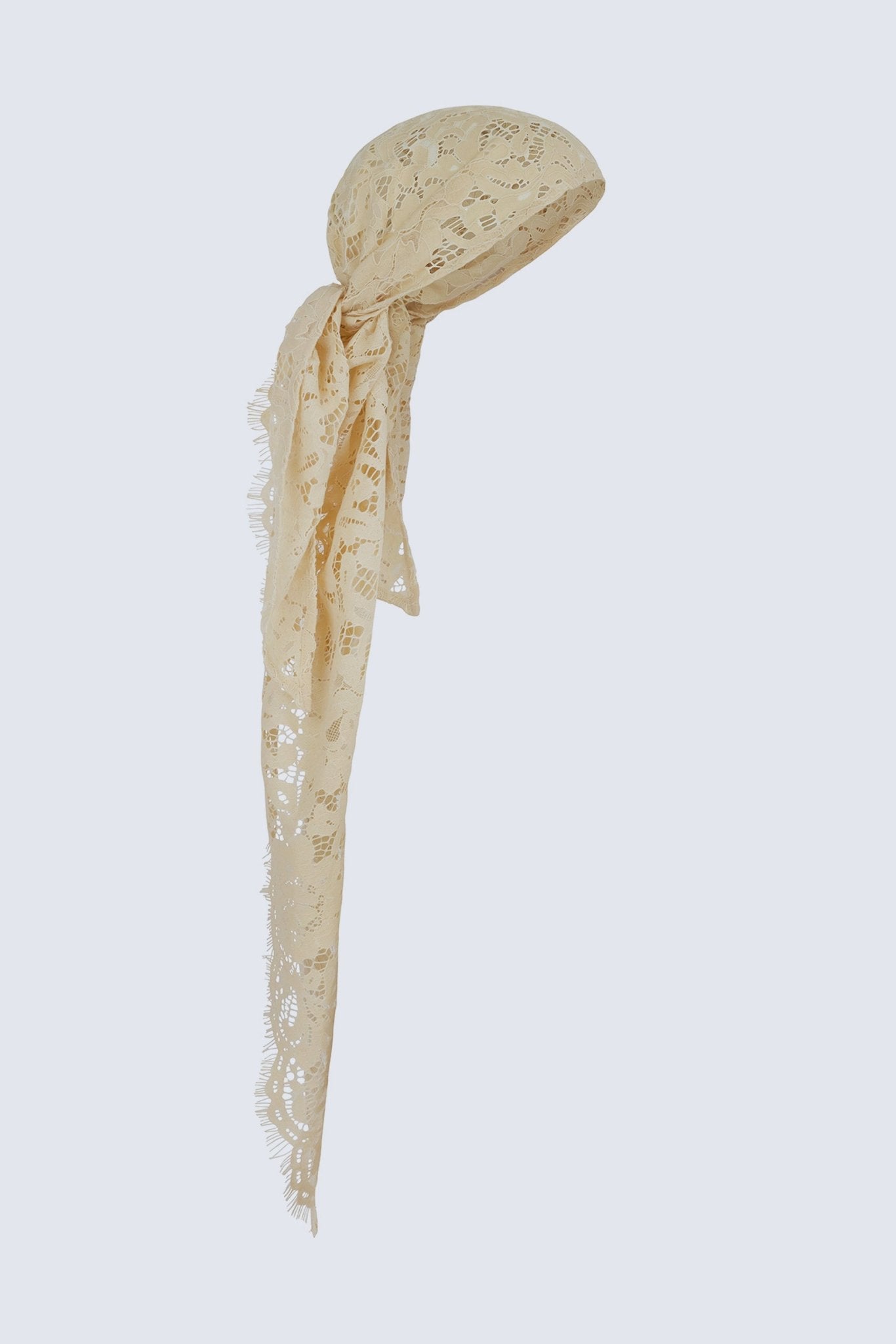 BONITA HEADSCARF IN ANTIQUE YELLOW COTTON LACE - De La Vali