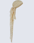 BONITA HEADSCARF IN ANTIQUE YELLOW COTTON LACE - De La Vali