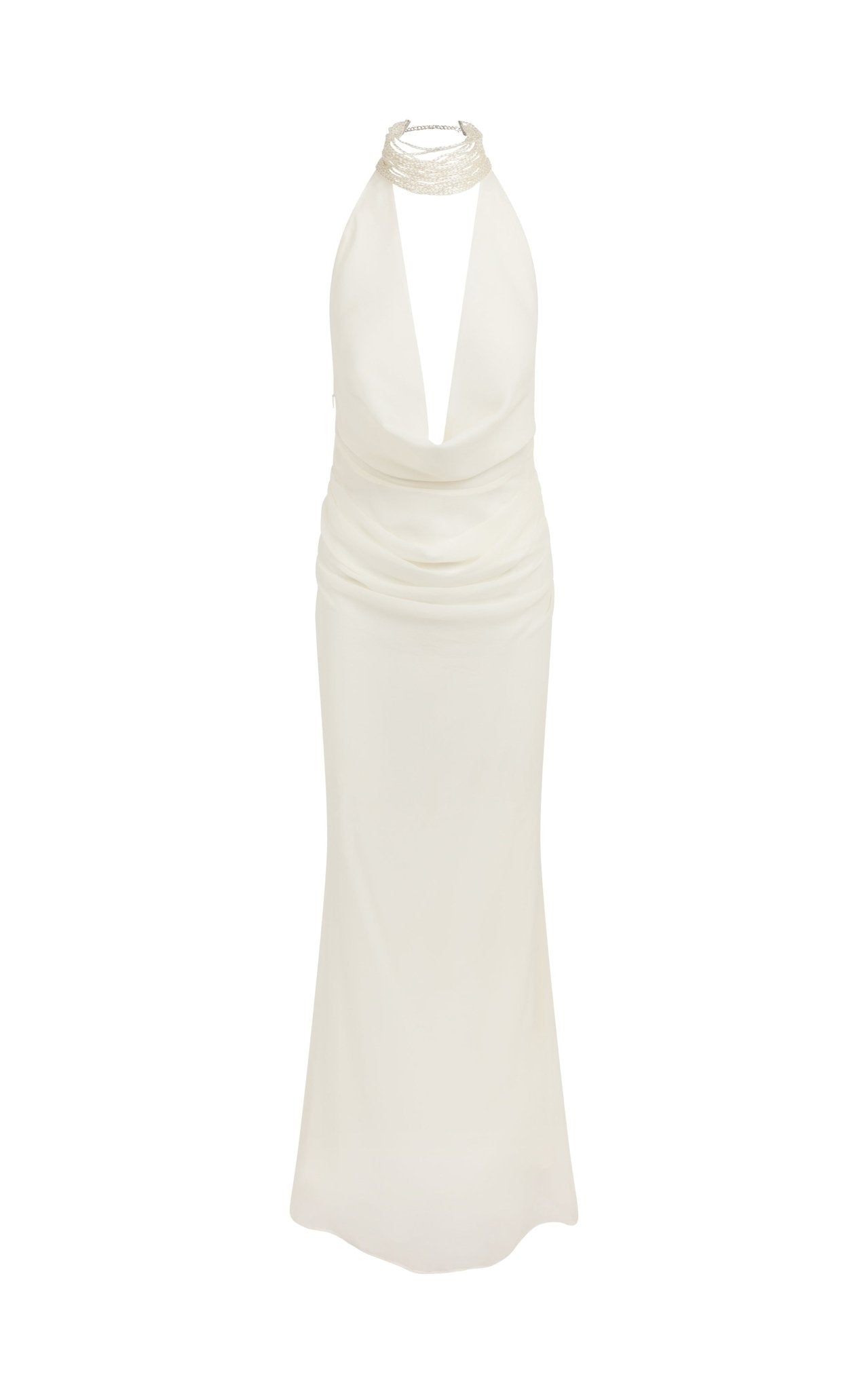 PROFITEROLE MAXI DRESS IN IVORY SILK CHIFFON - De La Vali