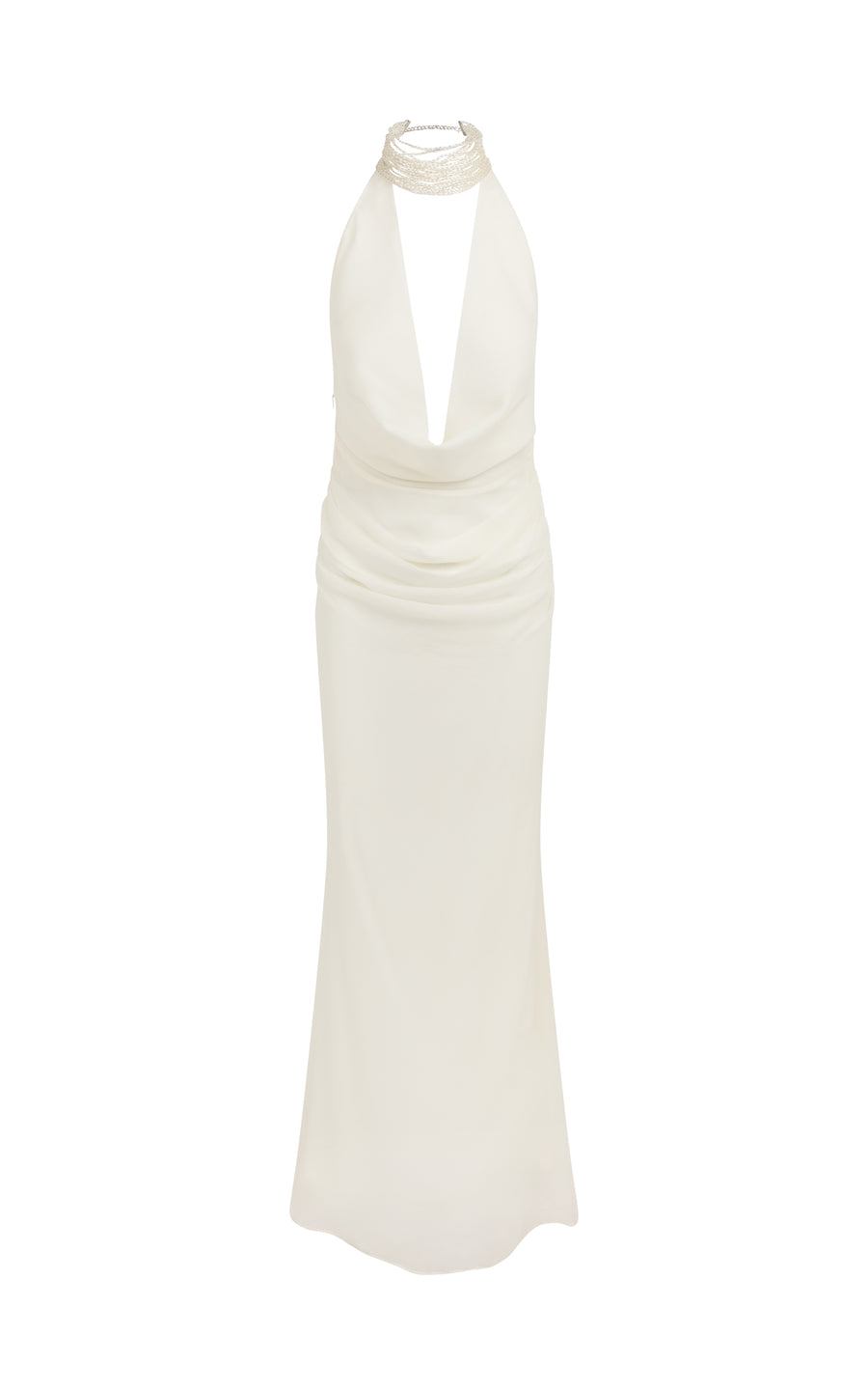 PROFITEROLE MAXI DRESS IN SILK CHIFFON IVORY