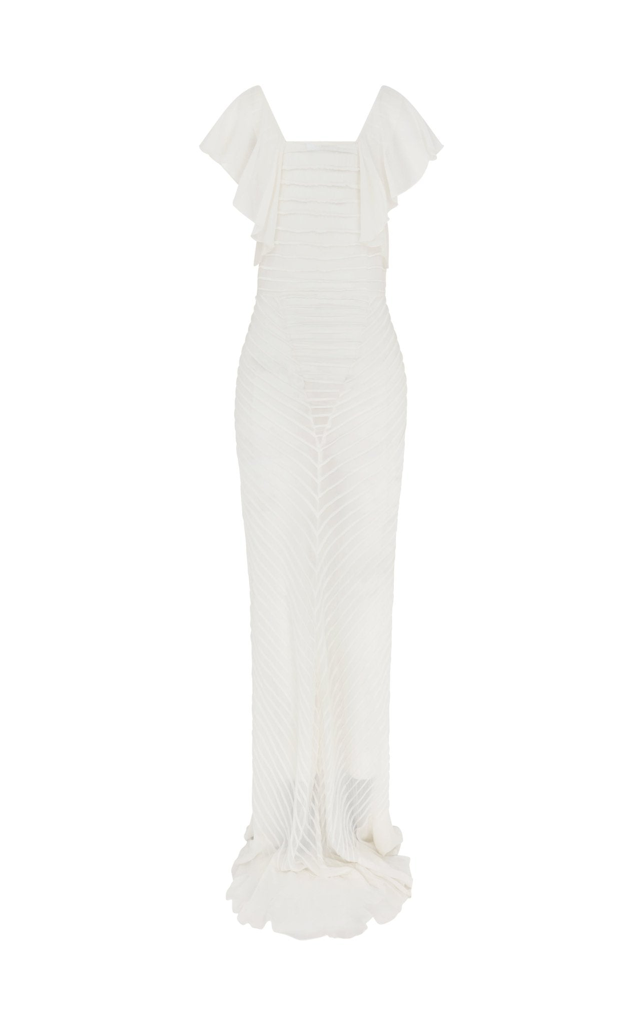 MACAROON MAXI DRESS IN SILK CHIFFON IVORY - De La Vali