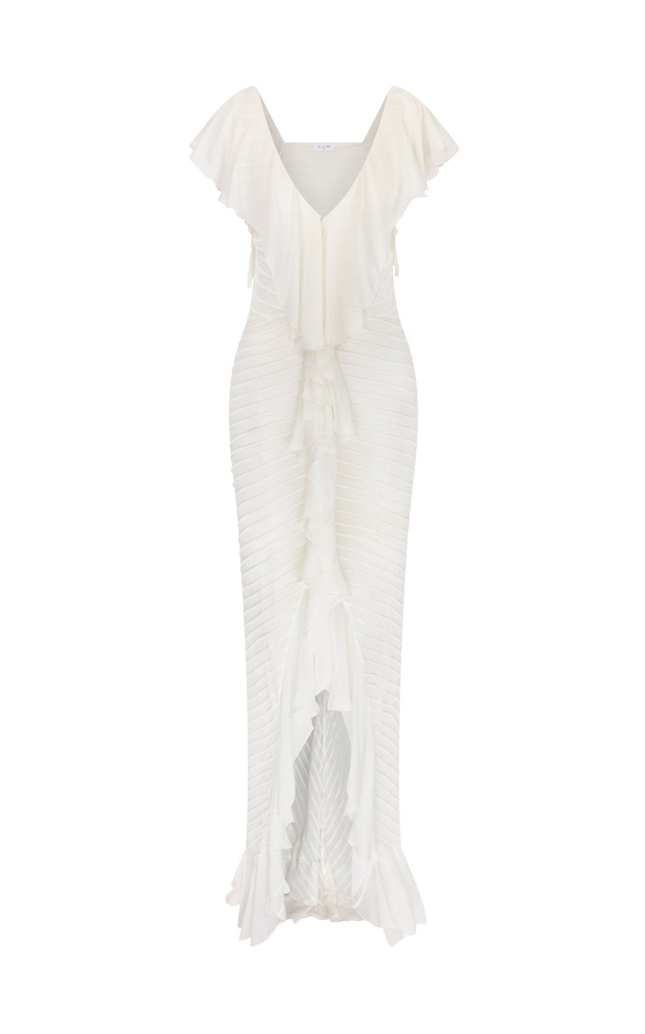 MACAROON MAXI DRESS IN SILK CHIFFON IVORY - De La Vali