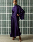 BAYAMO LONG DRESS IN PURPLE SILK SATIN - De La Vali