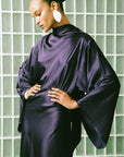 BAYAMO LONG DRESS IN PURPLE SILK SATIN - De La Vali