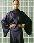 BAYAMO LONG DRESS IN PURPLE SILK SATIN - De La Vali