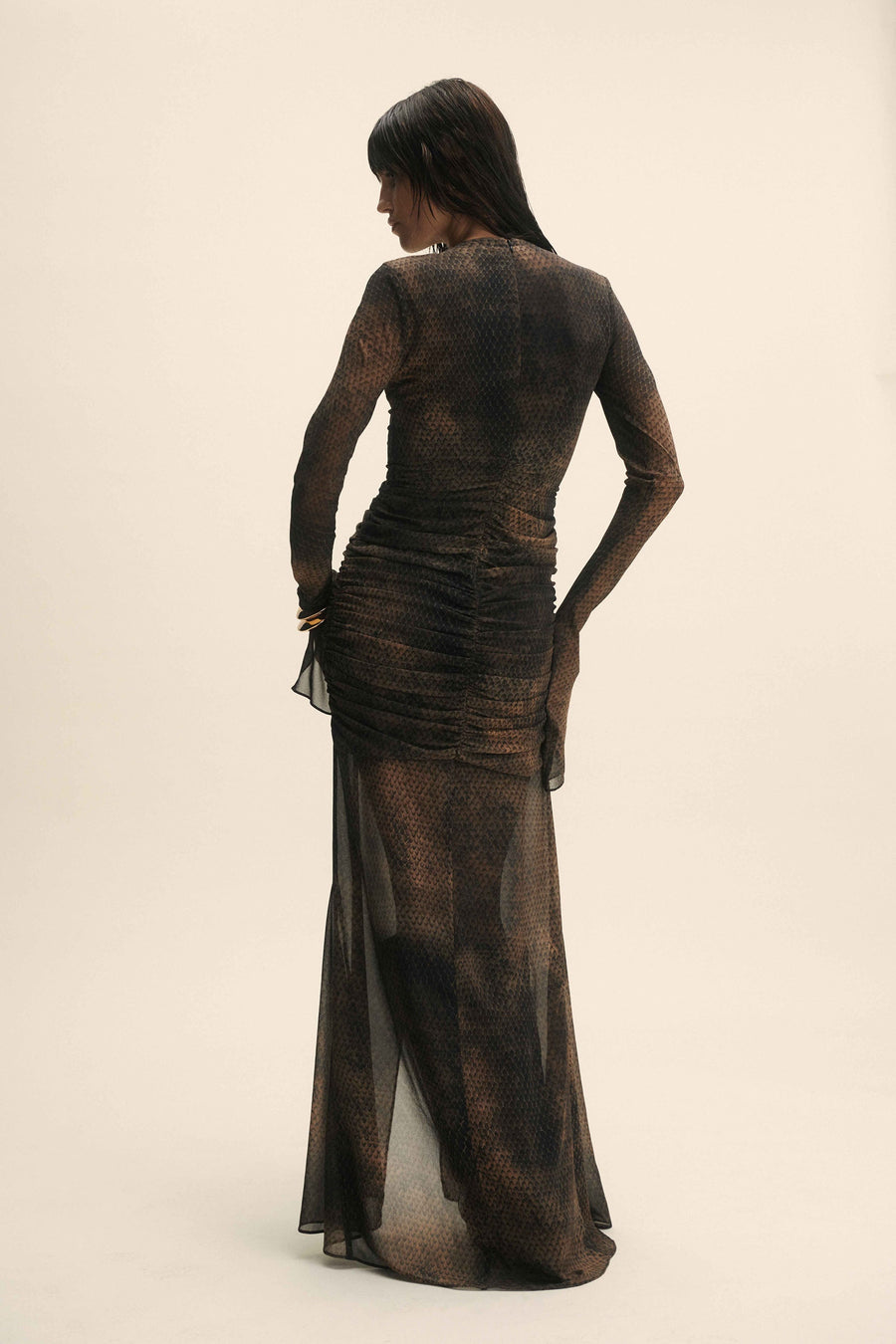 CEYLON MAXI DRESS IN BASILISK BEIGE JERSEY