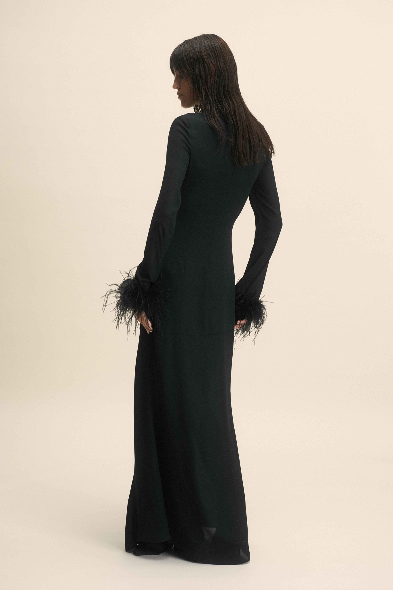 COSMOPOLITAN MAXI DRESS IN BLACK CHIFFON - De La Vali