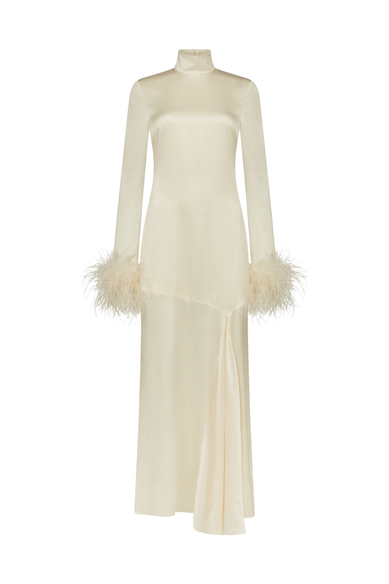 COSMOPOLITAN MAXI DRESS IN IVORY SILK SATIN (MADE TO ORDER) - De La Vali