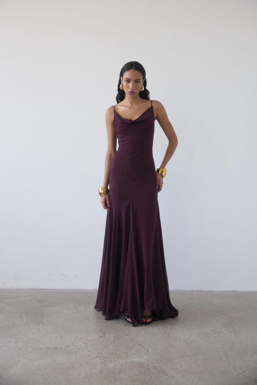 ATTICA MAXI DRESS IN EARTH SILK CHIFFON