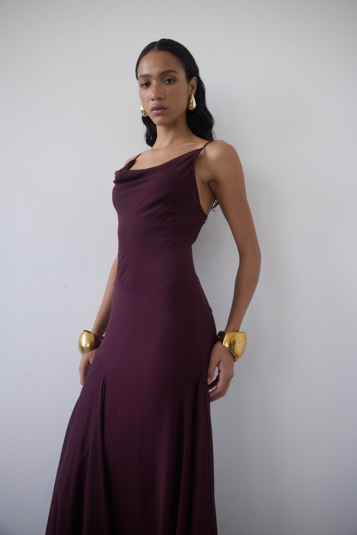 ATTICA MAXI DRESS IN EARTH SILK CHIFFON - De La Vali