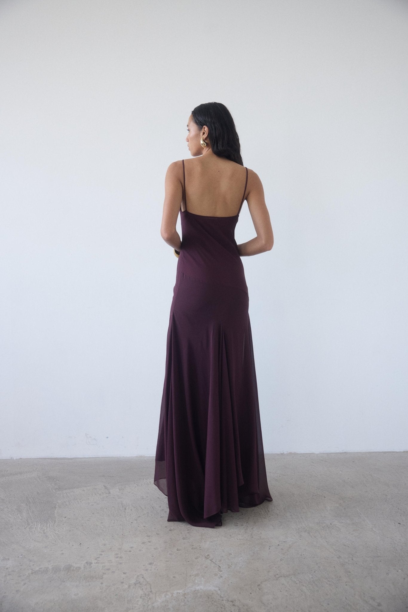 ATTICA MAXI DRESS IN EARTH SILK CHIFFON - De La Vali