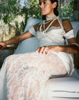 BELLEZA MAXI DRESS IN IVORY SILK SATIN AND LACE - De La Vali