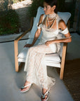 BELLEZA MAXI DRESS IN IVORY SILK SATIN AND LACE - De La Vali