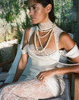 BELLEZA MAXI DRESS IN IVORY SILK SATIN AND LACE - De La Vali
