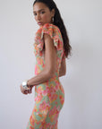 BOUGAINVILLEA CHIFFON MAXI DRESS IN SAGE FLORAL