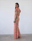 BOUGAINVILLEA CHIFFON MAXI DRESS IN SAGE FLORAL