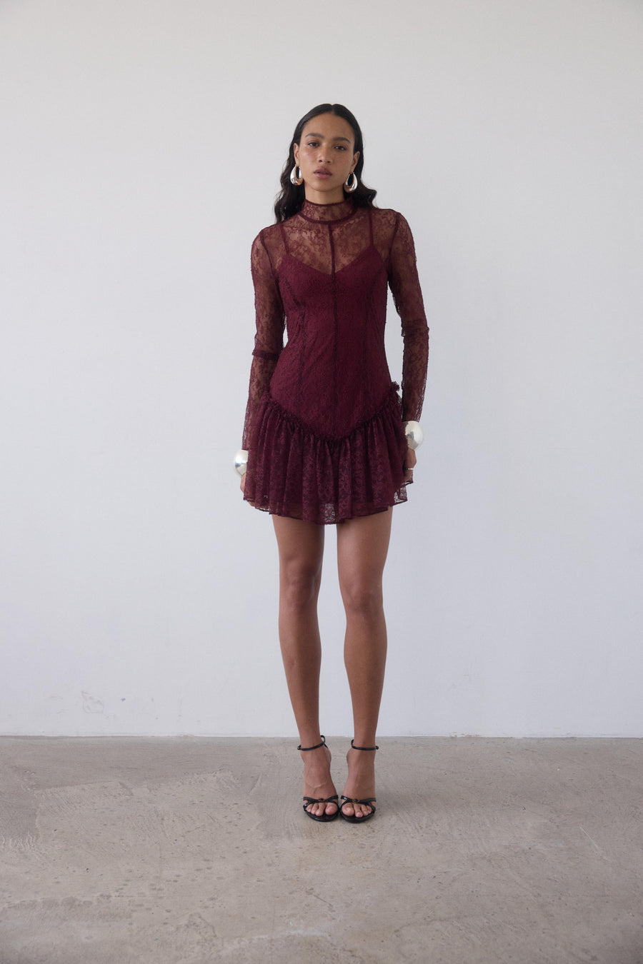 BRISA MINI DRESS IN EARTH LACE