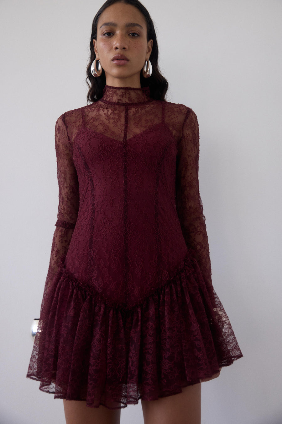 BRISA MINI DRESS IN EARTH LACE