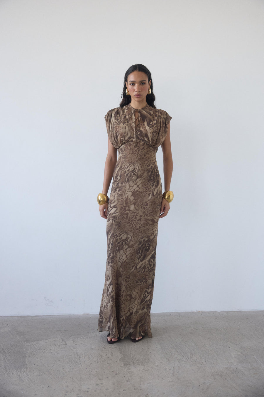 CERES MAXI DRESS IN GUEPARDO GEORGETTE CHIFFON