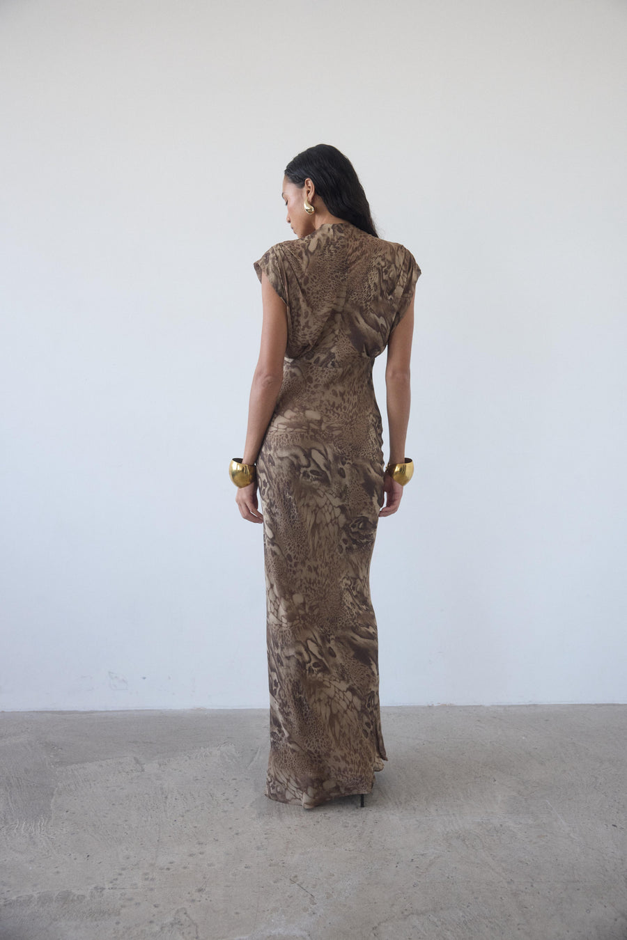 CERES MAXI DRESS IN GUEPARDO GEORGETTE CHIFFON