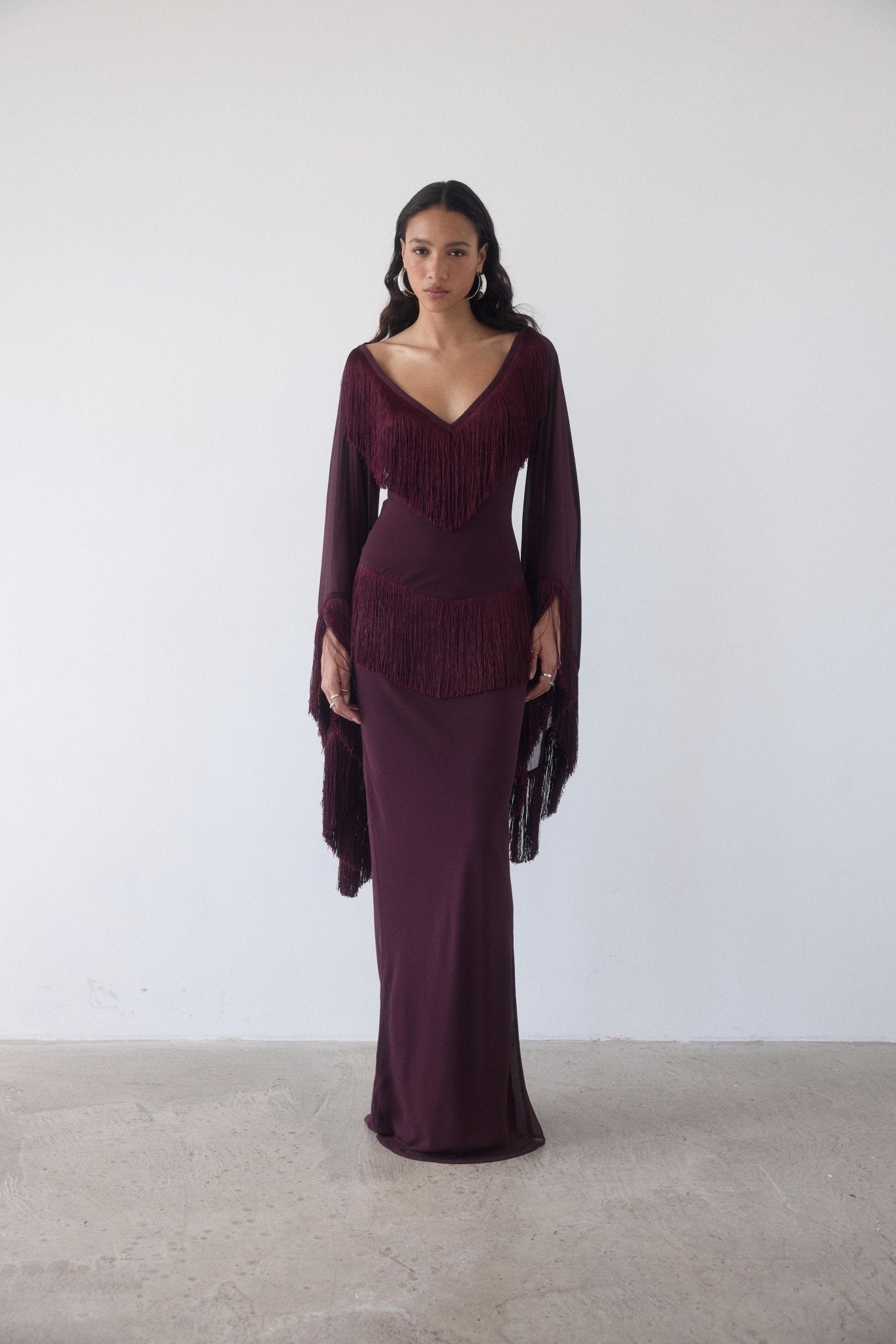 CRISTAL MAXI DRESS IN EARTH CHIFFON - De La Vali