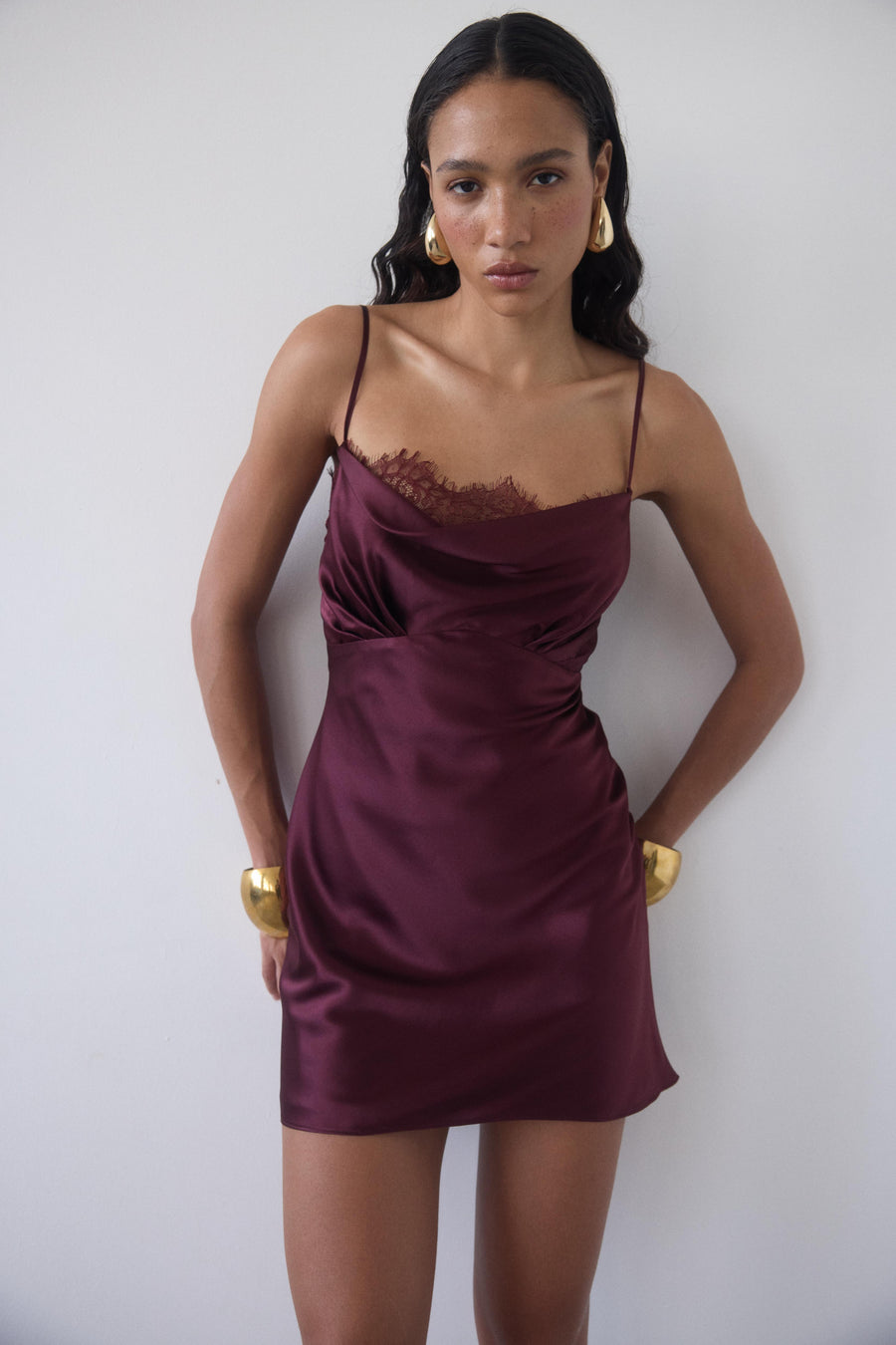 DORADA MINI DRESS IN EARTH SILK SATIN