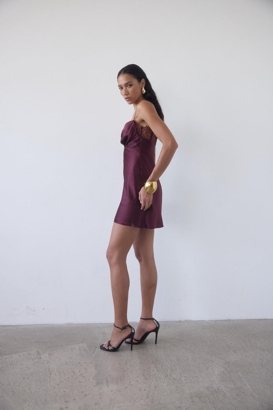 DORADA MINI DRESS IN EARTH SILK SATIN
