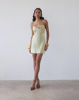 DORADA MINI DRESS IN SAND SILK SATIN