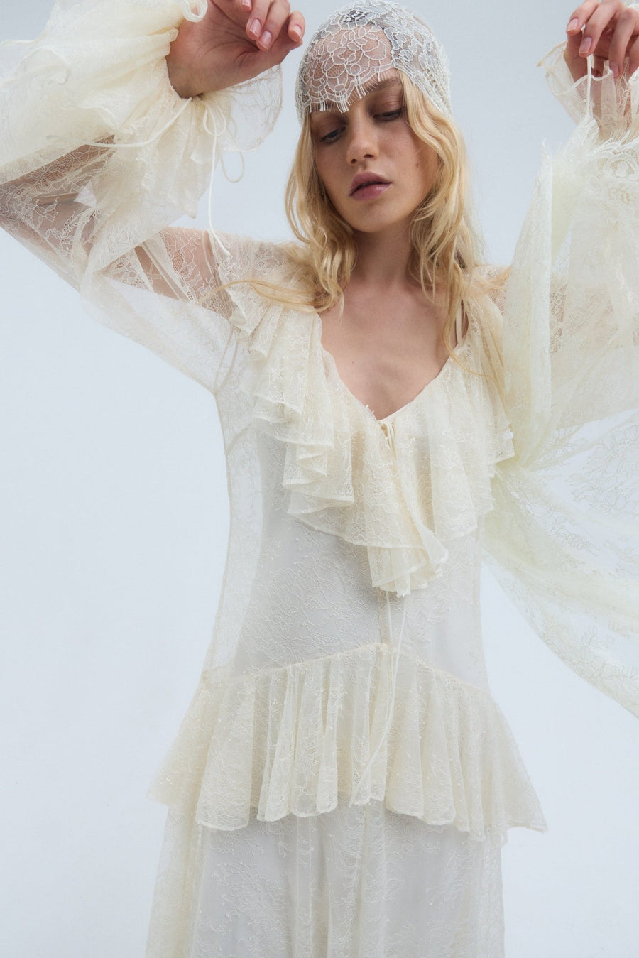 Esen Maxi Dress in Ivory Lace