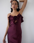 ESPERANZA LONG DRESS IN EARTH SILK SATIN