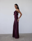ESPERANZA LONG DRESS IN EARTH SILK SATIN