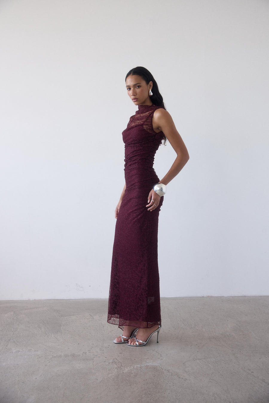 LUCHO MAXI DRESS IN EARTH LACE