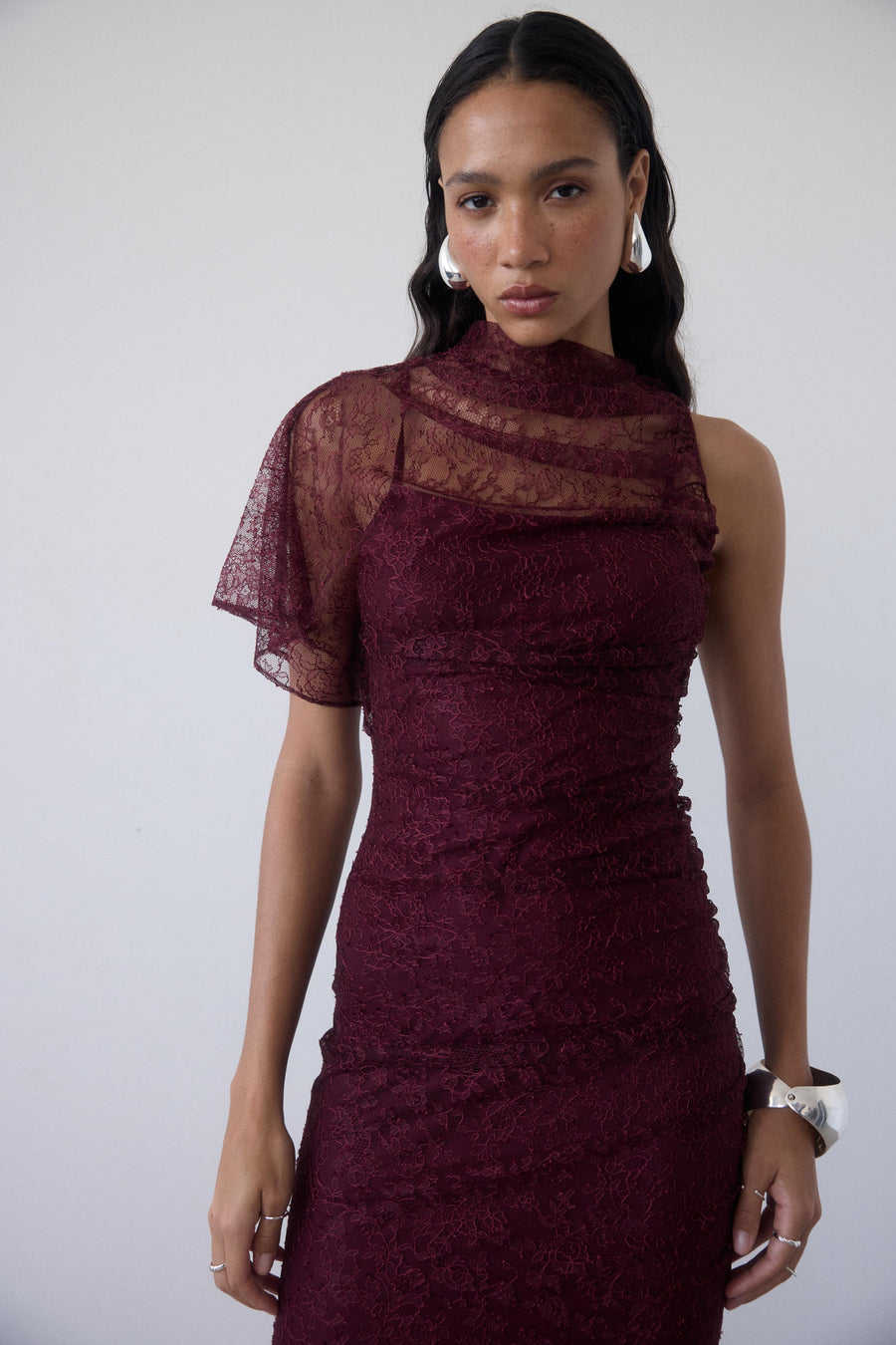 LUCHO MAXI DRESS IN EARTH LACE