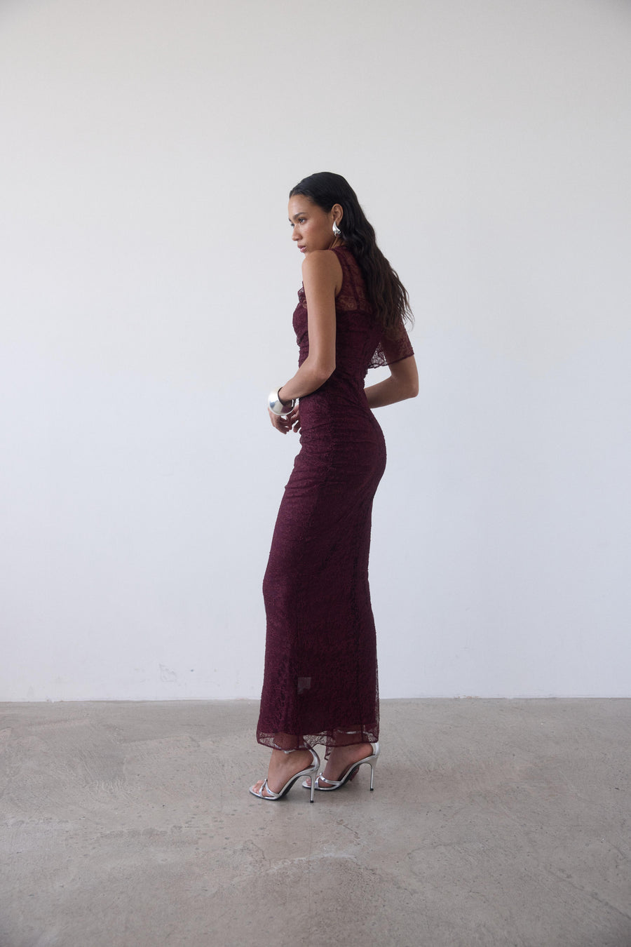 LUCHO MAXI DRESS IN EARTH LACE