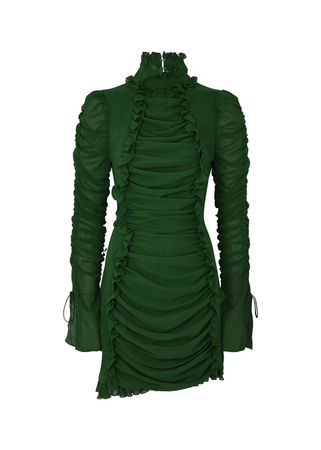 MEDUSA MINI DRESS IN DARK GREEN CHIFFON