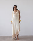 MISTRAL MIDI DRESS IN CREAM CHIFFON & LACE