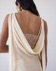 MISTRAL MIDI DRESS IN CREAM CHIFFON & LACE