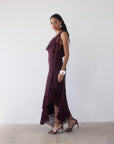 MISTRAL MIDI DRESS IN EARTH CHIFFON & LACE