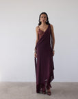 MISTRAL MIDI DRESS IN EARTH CHIFFON & LACE